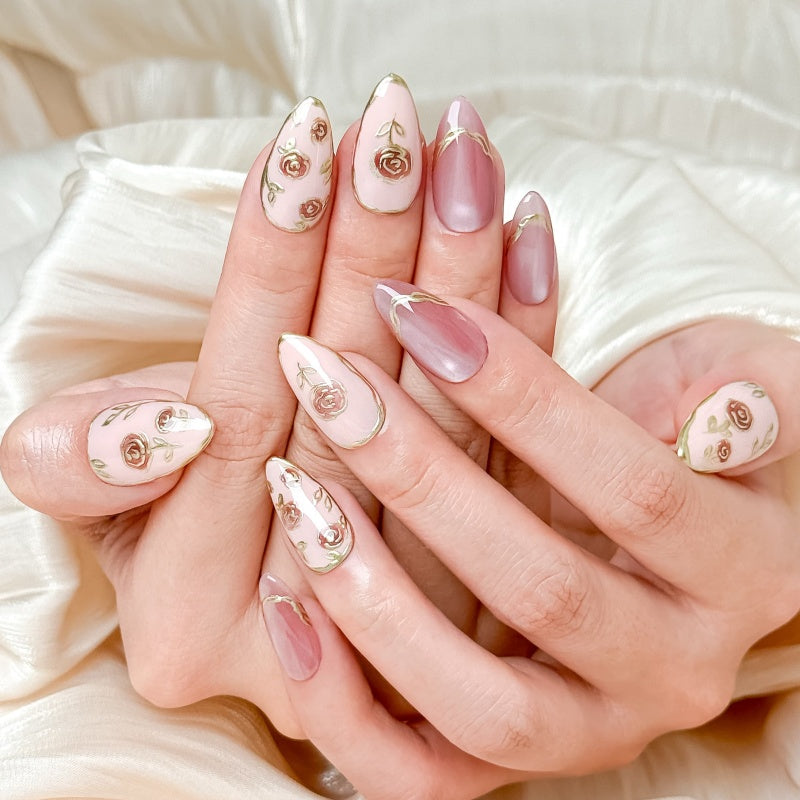 Rose Gold Swirl Flora Nails Rose Gold Swirl Flora Nails